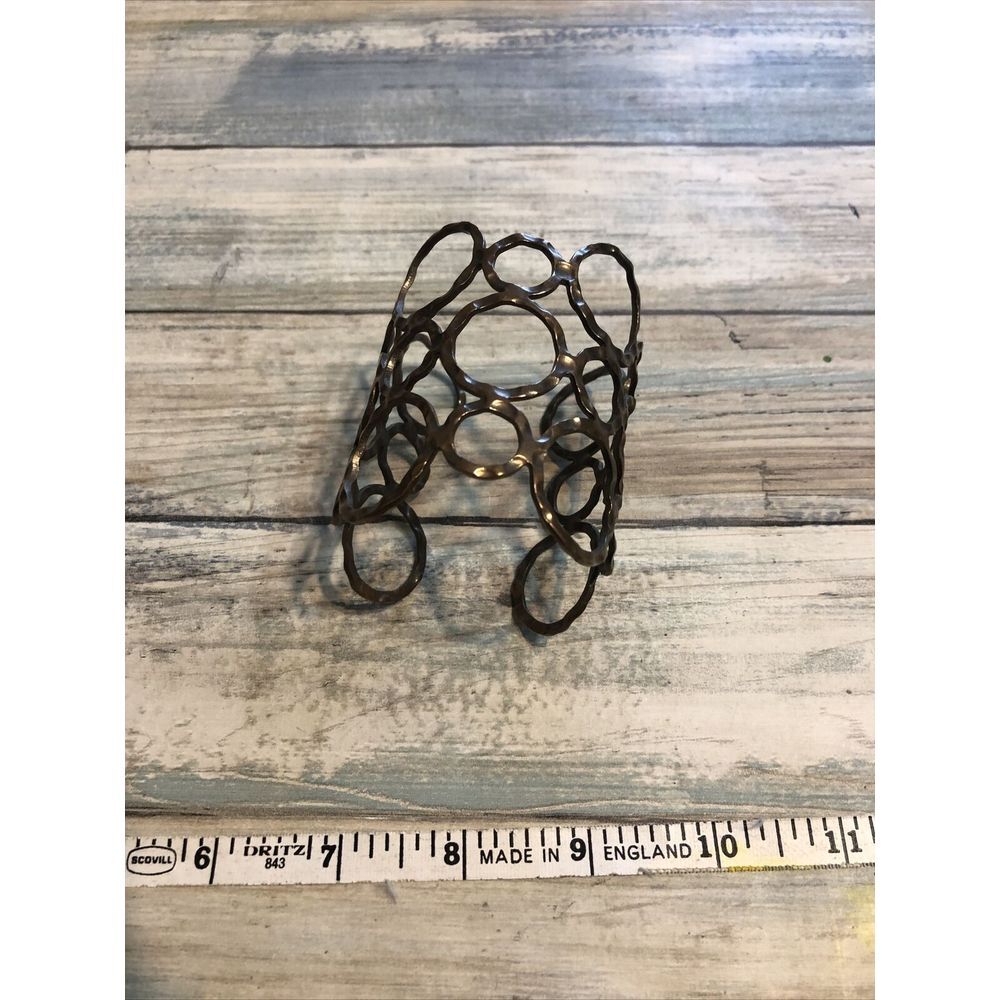 Hammered Cuff Circles Cutouts Bracelet Modernist simple Wide